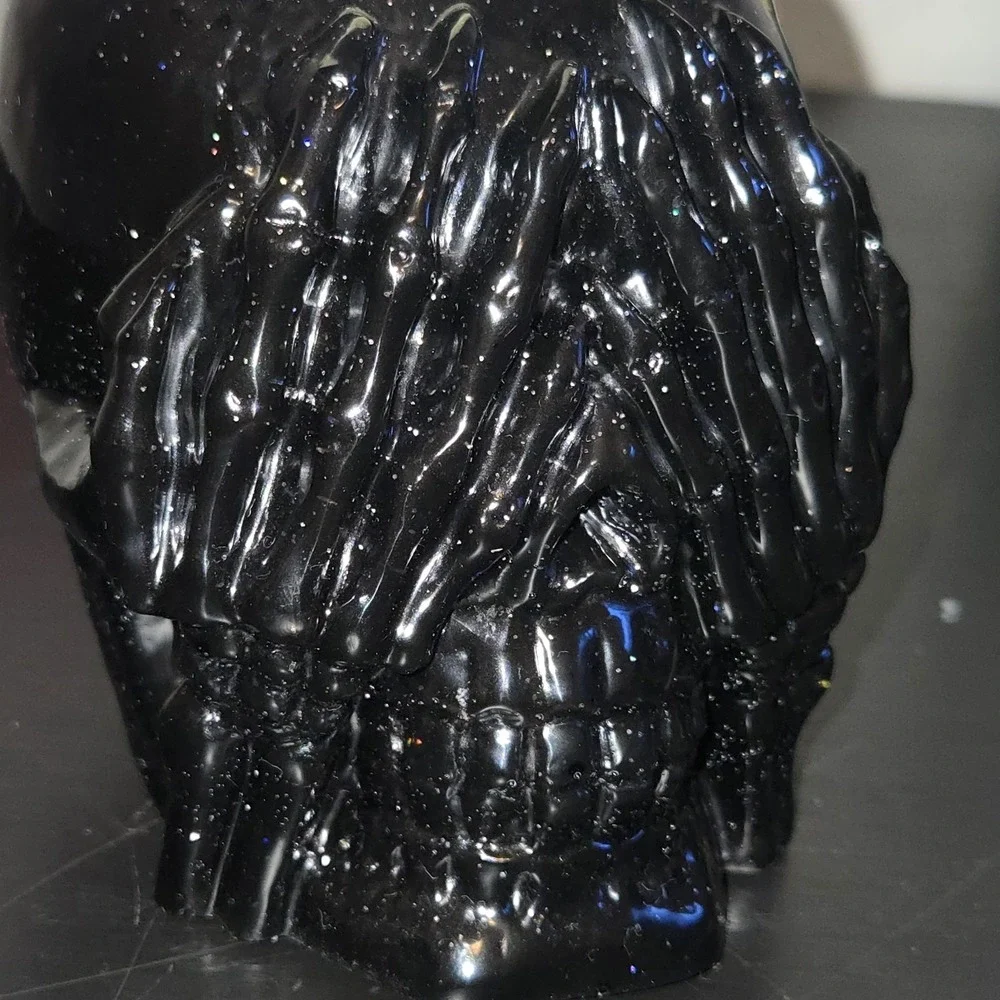 Handmade Resin Skull Candle Holder Vase‎ Set Of 3 Black Green Red Goth Garden